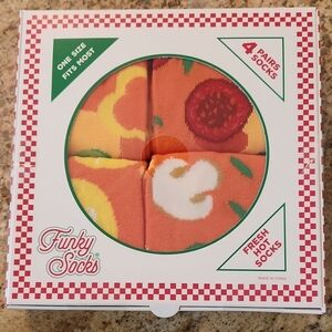 PIZZA SOCKS Boxed Set. Food-Themed Funky Socks Set Of 4 -  Patterned.  NEW. GIFT